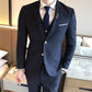 Men's Slim Fit Plaid Three-Piece Suit