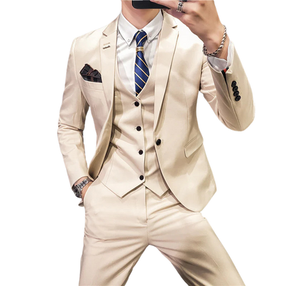Slim Fit One-Button Business Three-Piece Suit