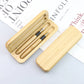 Bamboo Pen Box with Gel and Ballpoint Pens
