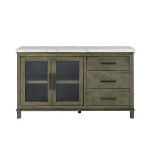White Marble Top Server - Dark Brown