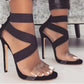 Transparent Strap High Heels with Elastic Bands