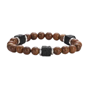Men's Colorful Lava Stone Bracelet with Marble Beads