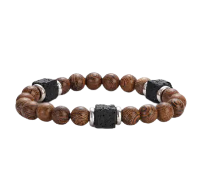 Men's Colorful Lava Stone Bracelet with Marble Beads