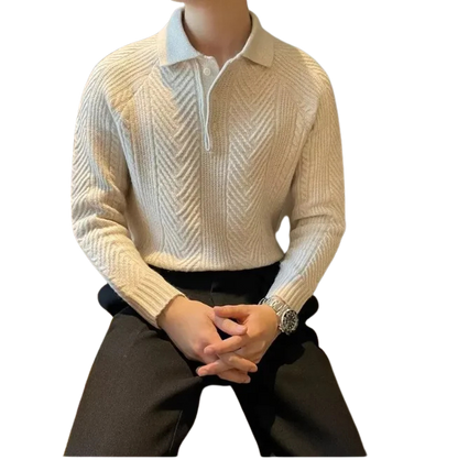 Men's Thermal Knit Polo Sweater