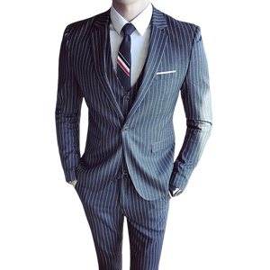 Men's Slim Fit Striped 3-Piece Suit