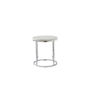 White Marble Top Round End - White