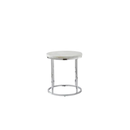 White Marble Top Round End - White