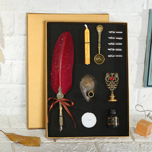 Vintage Feather Pen Set