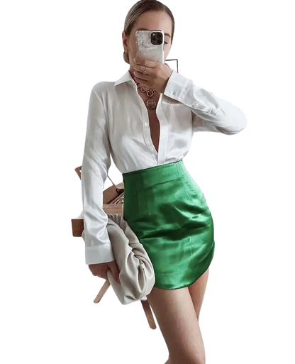 Silk Texture Mini Skirt for Women