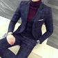3-Piece Checkered Slim Suit