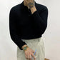 Men's Long Sleeve Knitted Polo Shirt Sweater