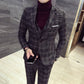 3-Piece Checkered Slim Suit