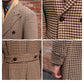 Men's Houndstooth Double-Breasted Long Polo Coat