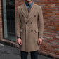 Men's Houndstooth Double-Breasted Long Polo Coat