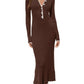 Women's Polo Collar Knitted Long Sleeve Dress