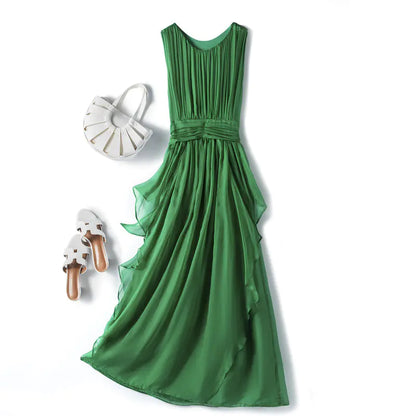 Silk Vest Long Skirt with Elegant Design