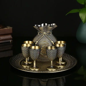 Creative Vintage Baijiu Set with Metal Decor