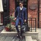 Men's Slim Fit Plaid Three-Piece Suit