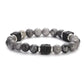 Men's Colorful Lava Stone Bracelet with Marble Beads