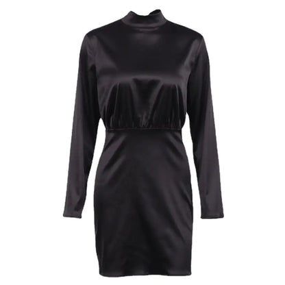 French Satin Waist Dress with Back Detail