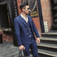 Men's Slim Fit Plaid Three-Piece Suit