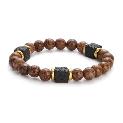 Men's Colorful Lava Stone Bracelet with Marble Beads
