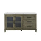 White Marble Top Server - Dark Brown