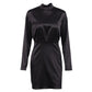 French Satin Waist Dress with Back Detail