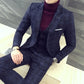 3-Piece Checkered Slim Suit