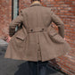 Men's Houndstooth Double-Breasted Long Polo Coat