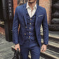 Men's Slim Fit Plaid Three-Piece Suit