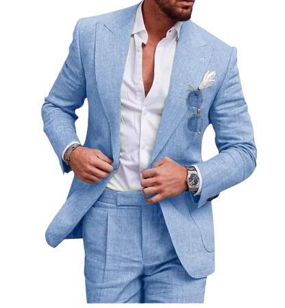 Men's Linen Suits Two-Piece Set