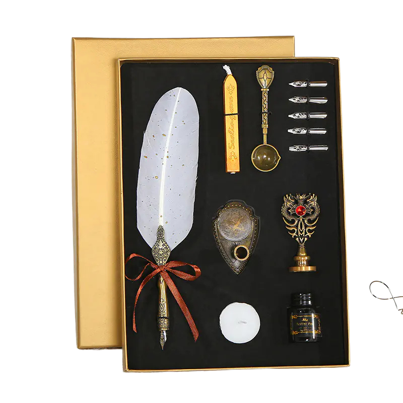Vintage Feather Pen Set