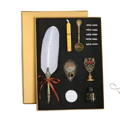 Vintage Feather Pen Set