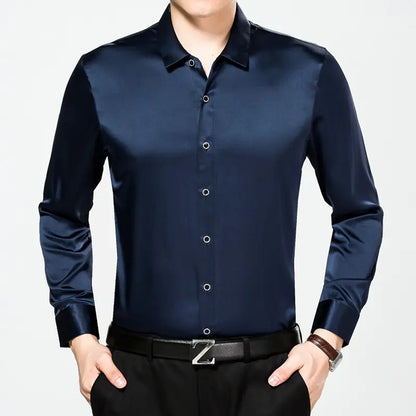 Pure Color Silk Shirt
