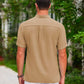 Cotton And Linen Stripes Polo Shirt