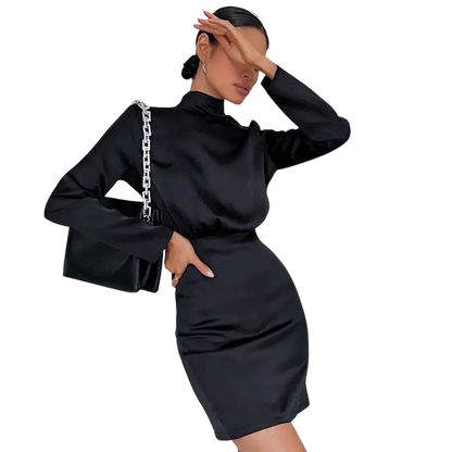 French Satin Waist Dress with Back Detail