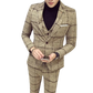 3-Piece Checkered Slim Suit