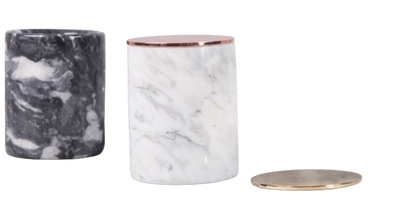 Marble Candle Holder with Rose Gold and Brass Accent