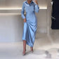 Mercerizing Polo Collar Dress