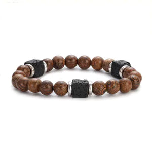 Men's Colorful Lava Stone Bracelet with Marble Beads