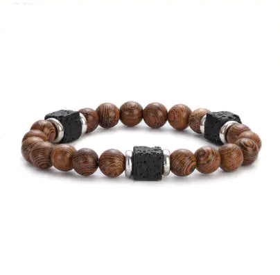 Men's Colorful Lava Stone Bracelet with Marble Beads