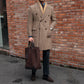 Men's Houndstooth Double-Breasted Long Polo Coat