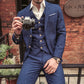 Men's Slim Fit Plaid Three-Piece Suit