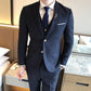 Men's Slim Fit Plaid Three-Piece Suit