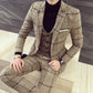 3-Piece Checkered Slim Suit