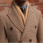 Men's Houndstooth Double-Breasted Long Polo Coat