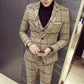 3-Piece Checkered Slim Suit
