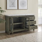White Marble Top Server - Dark Brown